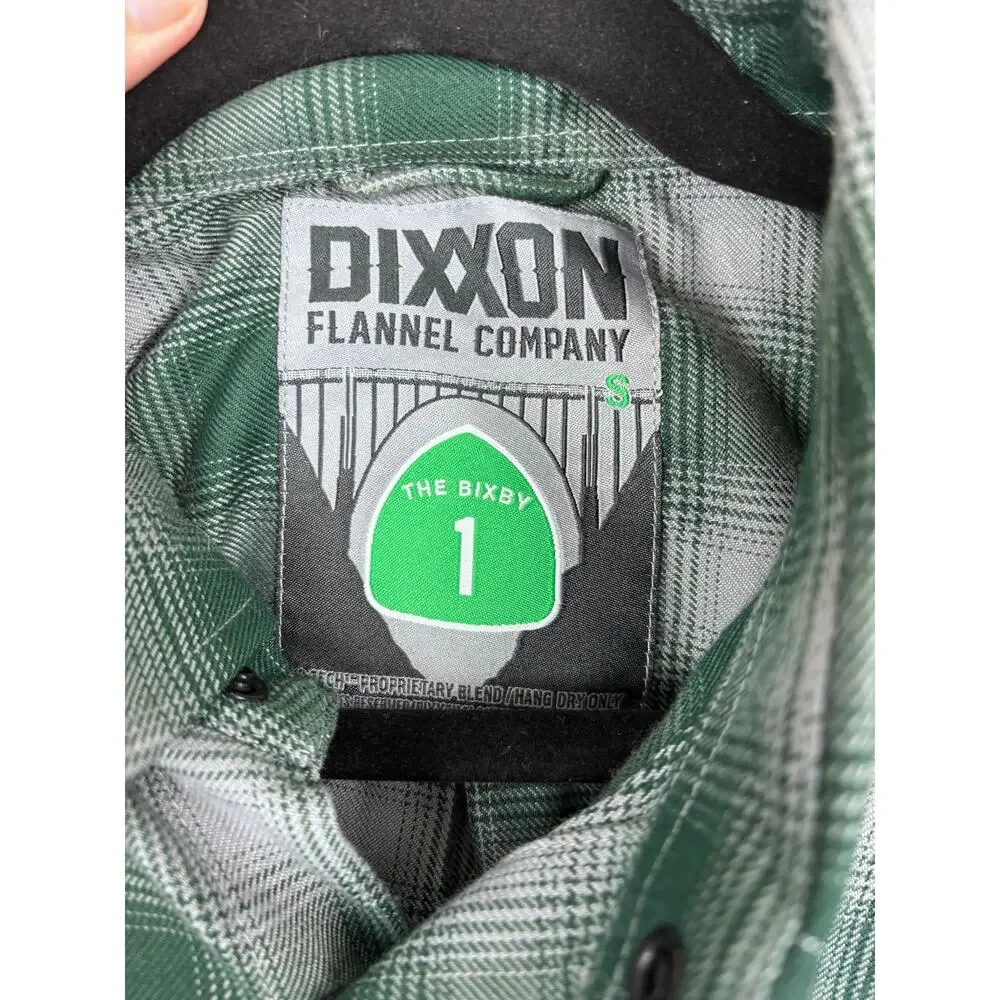 NWOT Dixxon Flannel The Bixby Men’s Small Green Gray Plaid Snap Front Shirt